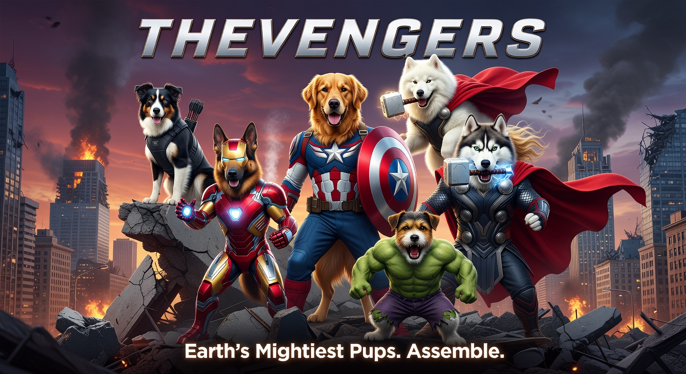 Avengers as dogs
